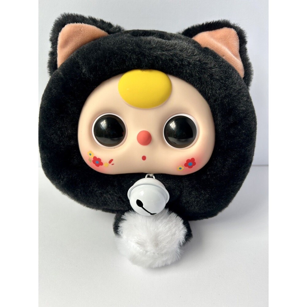 Baby Three Fortune Black Cat Plush Zipper Bag - New Moving Eyes